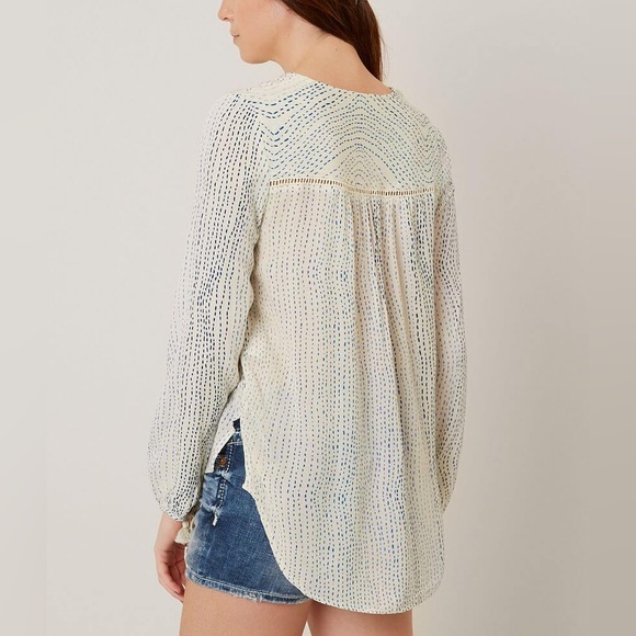 Lovestitch printed top L white blue rayon - Picture 2 of 9